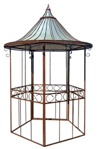 Casa Padrino casa para pájaros de jardín Art Nouveau óxido / plata Ø 160 x A. 300 cm - Casita para pájaros de hierro forjado con techo de chapa galvanizada - Casitas para pájaros nostálgicos