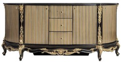 Casa Padrino credenza barocco di lusso nero / oro - Magnifico armadio in legno massello con 4 ante e 3 cassetti - Mobili Barocchi - Nobile e Magnifico