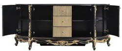 Casa Padrino credenza barocco di lusso nero / oro - Magnifico armadio in legno massello con 4 ante e 3 cassetti - Mobili Barocchi - Nobile e Magnifico