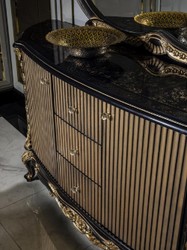 Casa Padrino credenza barocco di lusso nero / oro - Magnifico armadio in legno massello con 4 ante e 3 cassetti - Mobili Barocchi - Nobile e Magnifico