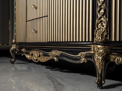 Casa Padrino credenza barocco di lusso nero / oro - Magnifico armadio in legno massello con 4 ante e 3 cassetti - Mobili Barocchi - Nobile e Magnifico