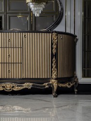 Casa Padrino credenza barocco di lusso nero / oro - Magnifico armadio in legno massello con 4 ante e 3 cassetti - Mobili Barocchi - Nobile e Magnifico