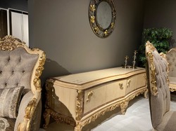 Casa Padrino sillón de salón barroco de lujo gris / natural / oro - Sillón de estilo barroco hecho a mano con patrón elegante y cojín decorativo - Magnífico mobiliario de salón barroco
