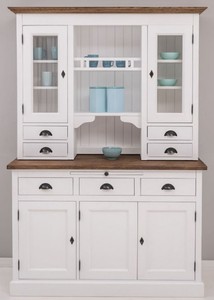 Landhausstil Massivholz Schrank Küchenschrank Weiß Braun Country Style Solid Wood Cabinet Kitchen Cabinet White Brown