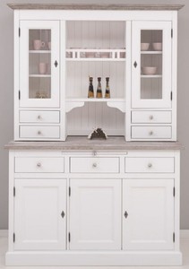 Landhausstil Massivholz Schrank Küchenschrank Weiß Grau Country Style Solid Wood Cabinet Kitchen Cabinet White Gray