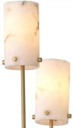 Casa Padrino luxury floor lamp antique brass / black / alabaster Ø 28 x H. 167 cm - Modern floor lamp with marble base and round alabaster lampshades - Luxury Lights
