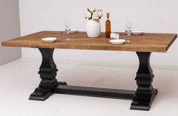 Casa Padrino tavolo da pranzo in stile country marrone / nero 220 x 120 x A. 78 cm - Tavolo da cucina rettangolare in legno massello - Mobili per sala da pranzo in legno massello in stile country