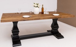 Casa Padrino tavolo da pranzo in stile country marrone / nero 220 x 120 x A. 78 cm - Tavolo da cucina rettangolare in legno massello - Mobili per sala da pranzo in legno massello in stile country
