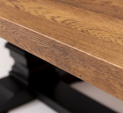 Casa Padrino tavolo da pranzo in stile country marrone / nero 220 x 120 x A. 78 cm - Tavolo da cucina rettangolare in legno massello - Mobili per sala da pranzo in legno massello in stile country