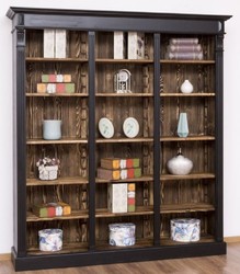 Landhausstil Massivholz Regalschrank Bücherschrank Schwarz Dunkelbraun Country Style Solid Wood Shelf Cabinet Bookcase Black Dark Brown