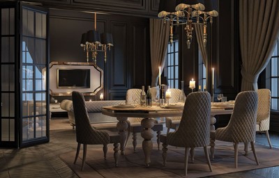 Casa Padrino Luxus Art Deco Esszimmer Set Grau / Weiß / Gold - 1 Art Deco Esstisch mit Kunstmarmor Tischplatte & 8 Art Deco Esszimmerstühle - Art Deco Esszimmer Möbel - Luxus Qualität