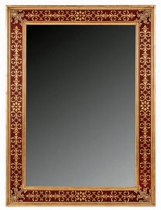Casa Padrino espejo barroco de lujo rojo burdeos / oro - Espejo de pared rectangular de madera maciza en estilo barroco - Muebles Barrocos - Calidad de Primera Clase - Hecho en Italia