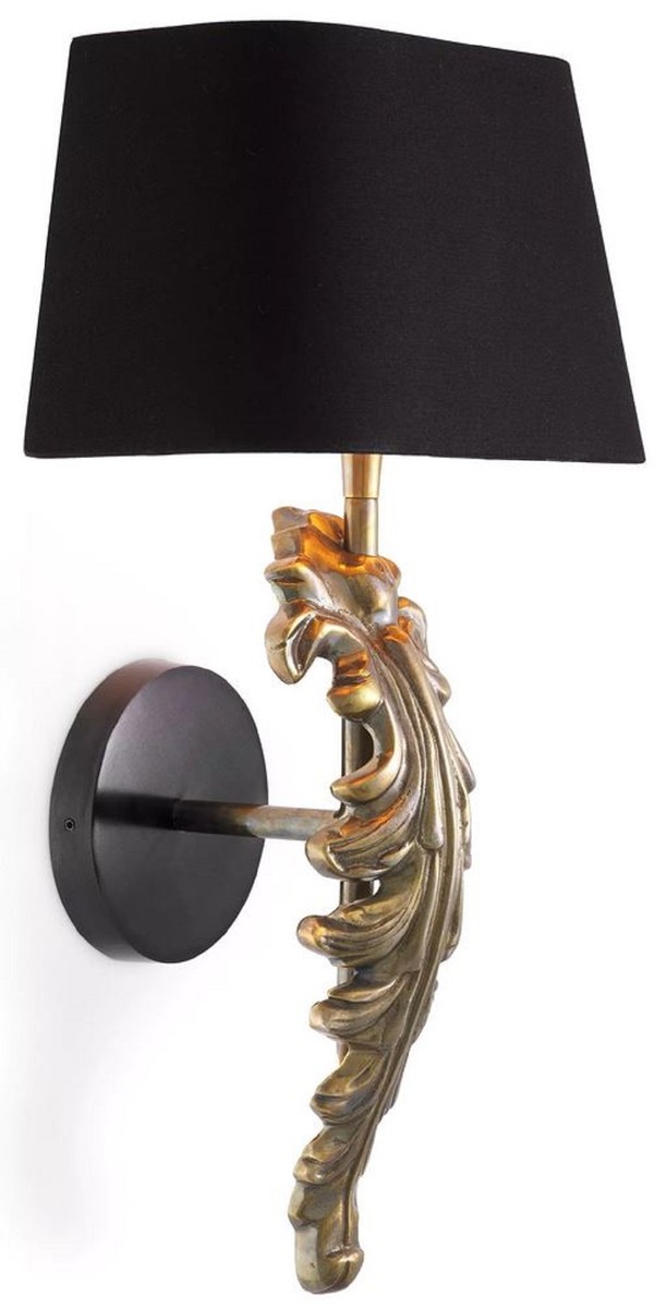 Casa Padrino lámpara de pared de lujo latón vintage / negro 25 x 18 x A. 47 cm - Elegante aplique de salón con pantalla - Collection de Lujo