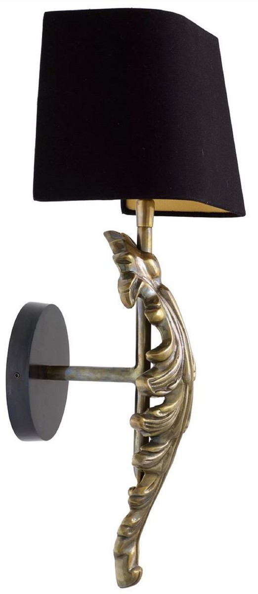 Casa Padrino lámpara de pared de lujo latón vintage / negro 25 x 18 x A. 47 cm - Elegante aplique de salón con pantalla - Collection de Lujo