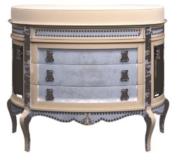 Luxus Barock Kinderzimmer Kommode Wickelkommode Beige Blau Luxury Baroque Children's Room Chest of Drawers Changing Table Beige Blue