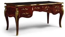 Casa Padrino scrivania barocco di lusso con 5 cassetti marrone scuro / nero / oro - Magnifico tavolo da ufficio in legno massello fatto a mano - Mobili per ufficio barocco - Fatto in Italia