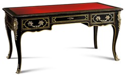 Luxus Barock Massivholz Schreibtisch Bürotisch Schwarz Rot Gold Luxury Baroque Solid Wood Desk Office Table Black Red Gold