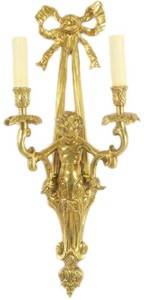 Casa Padrino Barock Wandleuchten Set Gold / Weiß 25 x 15 x H. 55 cm - Prunkvolle Barock Hotel & Restaurant Wandlampen - Barock Leuchten