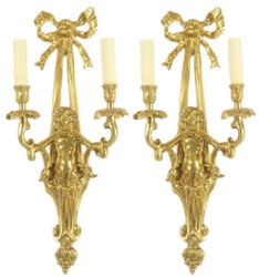 Casa Padrino ensemble de appliques murales baroques or / blanc 25 x 15 x H. 55 cm - Magnifiques appliques murales baroques hôtel & restaurant - Luminaires Baroques