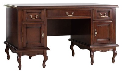 Casa Padrino scrivania Art Nouveau di lusso marrone scuro 160 x 79 x A. 80 cm - Tavolo da ufficio in legno massello con 3 cassetti e 2 ante - Mobili per Ufficio in Legno Massello Art Nouveau