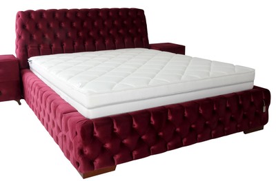 Casa Padrino lit double Chesterfield de luxe rose / marron - Différentes Tailles - Lit moderne avec matelas - Mobilier de Chambre Chesterfield
