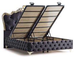 Casa Padrino set di mobili per camera da letto barocco di lusso nero / crema / oro - Varie Misure - 1 Letto Matrimoniale Barocco e 2 Comodini Barocco - Mobili per Camera da Letto e Hotel Barocco