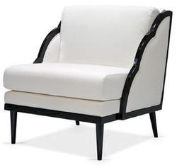 Casa Padrino Luxury Art Deco Velvet Armchair White / Black 79 x 99 x H. 92 cm - Hotel Lounge Chair - Hotel Furniture - Luxury Furniture - Luxury Quality