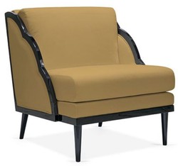 Casa Padrino Luxury Art Deco Velvet Armchair Ocher / Black 79 x 99 x H. 92 cm - Hotel Lounge Chair - Hotel Furniture - Luxury Furniture - Luxury Quality