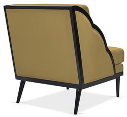 Casa Padrino Luxury Art Deco Velvet Armchair Ocher / Black 79 x 99 x H. 92 cm - Hotel Lounge Chair - Hotel Furniture - Luxury Furniture - Luxury Quality