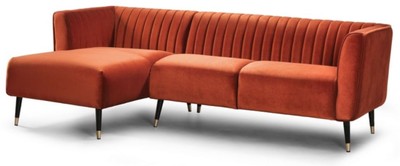 Casa Padrino canapé d'angle de luxe orange / noir / laiton 250 x 150 x H. 87 cm - Canapé de salon moderne - Mobilier de salon moderne - Collection de Luxe