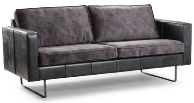 Casa Padrino luxury leather 3 seater sofa vintage gray 205 x 90 x H. 85 cm - Genuine leather living room sofa - Living room furniture - Luxury Collection
