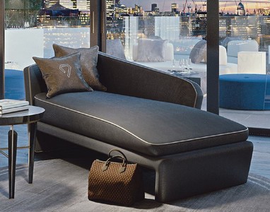 Casa Padrino Chaise Longue de Hôtel de Luxe Gris / Blanc 178 x 98 x H. 80 cm - Récamier Bois Massif - Mobilier de Hôtel - Qualité de Luxe - Fabriquée en Italie