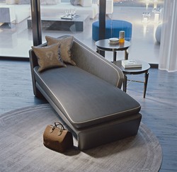 Casa Padrino Chaise Longue de Hôtel de Luxe Gris / Blanc 178 x 98 x H. 80 cm - Récamier Bois Massif - Mobilier de Hôtel - Qualité de Luxe - Fabriquée en Italie