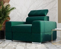 Casa Padrino living room armchair green / silver 114 x 97 x H. 78-95 cm - Modern armchair with adjustable headrest - Modern living room furniture