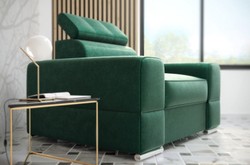 Casa Padrino living room armchair green / silver 114 x 97 x H. 78-95 cm - Modern armchair with adjustable headrest - Modern living room furniture