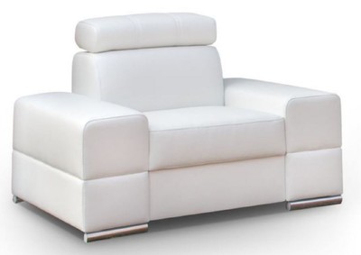 Casa Padrino living room armchair white / silver 114 x 97 x H. 78-95 cm - Modern armchair with adjustable headrest - Modern living room furniture