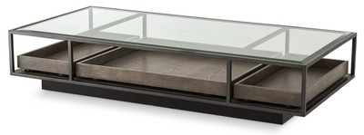Casa Padrino table basse de luxe bronze / gris 180 x 90 x H. 37 cm - Table de salon rectangulaire avec plateau en verre - Meuble de Salon - Mobilier de Luxe