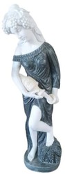 Casa Padrino Luxury Art Nouveau Marble Deco Sculpture Woman with Jar Black / White / Beige - Elegant Garden Decoration Figure - Terrace Decoration Figure - Baroque & Art Nouveau Garden Decoration