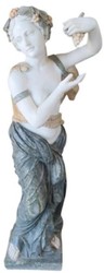 Casa Padrino Luxury Art Nouveau Marble Sculpture Woman with Grapes Black / White / Gray / Beige - Garden Decoration Figure - Terrace Decoration Figure - Baroque & Art Nouveau Garden Decoration