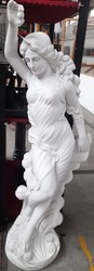 Casa Padrino Luxury Art Nouveau Marble Sculpture Lady White - Garden Decoration Figure - Terrace Decoration Figure - Baroque & Art Nouveau Garden Decoration