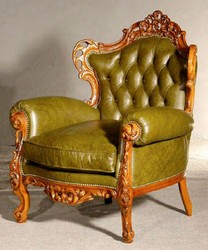 Casa Padrino luxury baroque leather armchair green / brown - Magnificent living room armchair with high quality genuine leather - Baroque Living Room Furniture - Luxury Quality - Made in Italy
