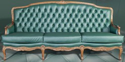 Luxus Barock Wohnzimmer Leder Echtleder Sofa Grün Braun Luxury Baroque Living Room Leather Genuine Leather Sofa Green Brown