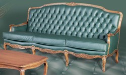 Luxus Barock Wohnzimmer Leder Echtleder Sofa Grün Braun Luxury Baroque Living Room Leather Genuine Leather Sofa Green Brown