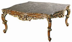 Casa Padrino table basse baroque de luxe marron / or - Magnifique table basse avec dessus de table en marbre Emperador - Mobilier de Salon et d'Hôtel Baroque - Qualité de Luxe - Fabriqué en Italie