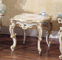Casa Padrino tavolino barocco di lusso in legno massello bianco / multicolore / oro 55 x 55 x A. 48 cm - Mobili Barocchi per Soggiorno e Hotel - Qualità di Lusso - Fatto in Italia