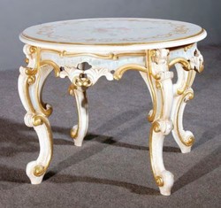Casa Padrino mesa auxiliar barroco de lujo blanco / multicolor / oro Ø 60 x A. 48 cm - Magnífica mesa de madera maciza - Muebles de Salón y Hotel Barrocos - Calidad de Lujo - Hecho en Italia