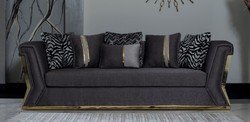 Casa Padrino sofá de lujo gris oscuro / oro - Elegante sofá de salón con cojines decorativos - Muebles de salón de lujo