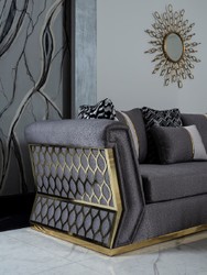 Casa Padrino sofá de lujo gris oscuro / oro - Elegante sofá de salón con cojines decorativos - Muebles de salón de lujo