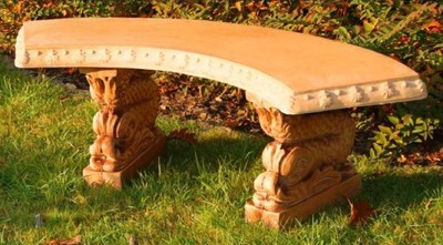 Casa Padrino Banco de Jardín Pez Beige 155 x 40 x A. 47 cm - Banco de Piedra Oriental - Banco de Parque Curvo - Muebles de Jardín y Terraza Oriental