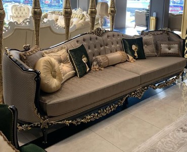 Casa Padrino luxury baroque sofa silver / black / gold - Magnificent living room in baroque style - Baroque living room furniture - Noble & Magnificent